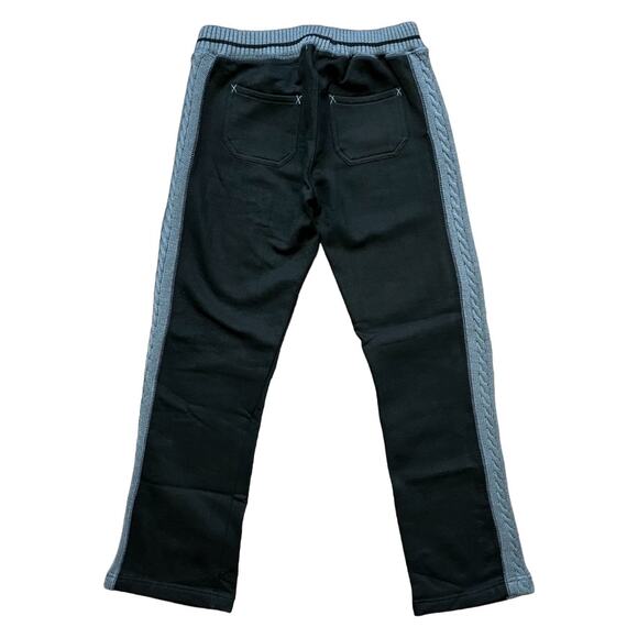 NEW LIKE AN ANGEL Fleece Lined Cable Knit Trim Heavy Sweatpants Black Gray SZ 6 - Picture 6 of 9